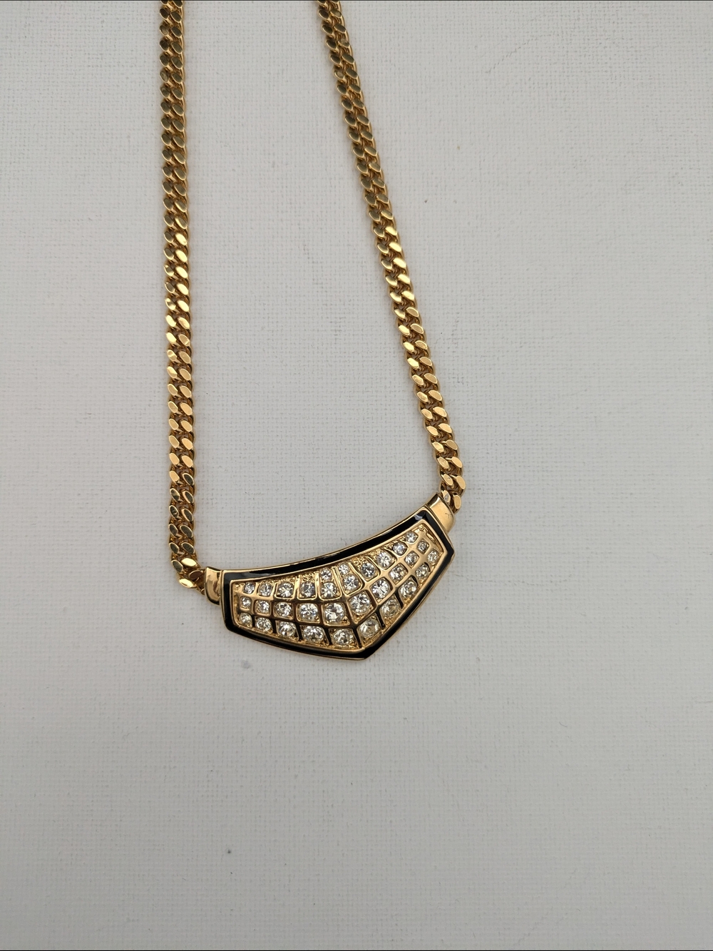 Vintage Vendome Gold-plated Pavé Bar Necklace - Women Jewelry - Picture 2 of 5